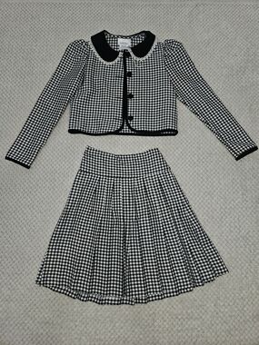 Black & White Gingham Two-Piece Skirt Set Bonnie Jean